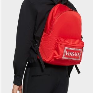 Versace Graphic Logo Backpack in red white